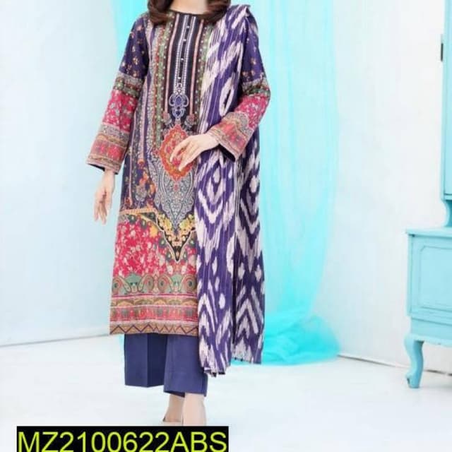 3 pc lawn Original Fabric Unstitched