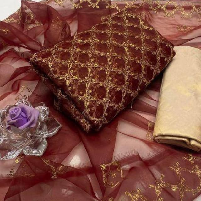 Organza orignal Fabric Unstitched suits