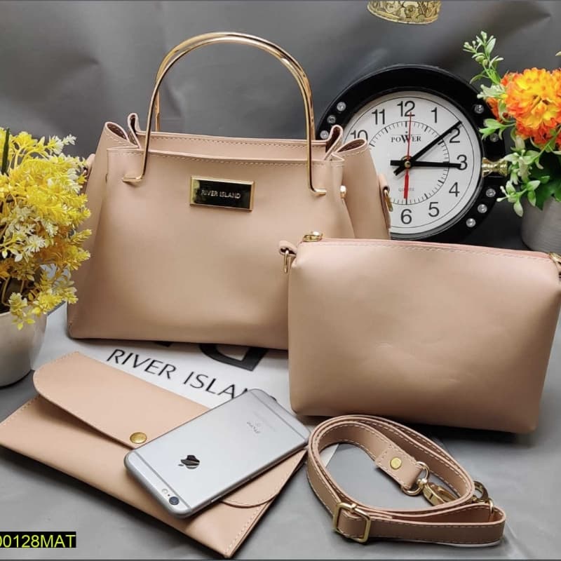 2 PC casual PU Leather Ladies Bags